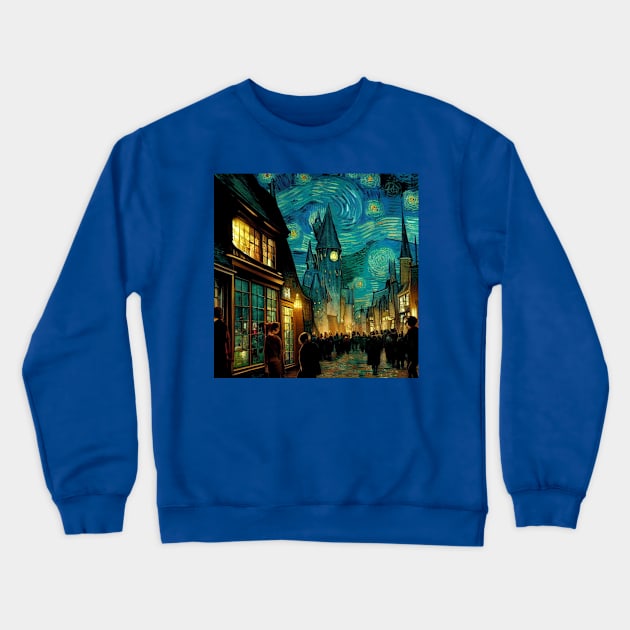 Starry Night in Diagon Alley Crewneck Sweatshirt by Grassroots Green